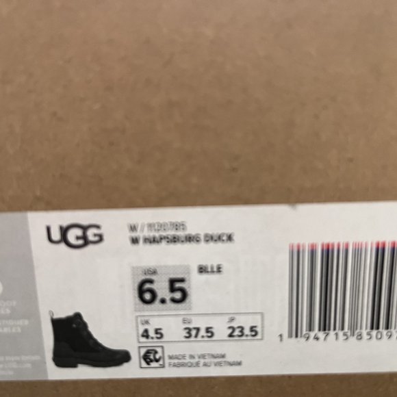 UGG Women's Hapsburg Black Waterproof Duck Boot Size 6.5 New - Picture 7 of 10